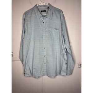 Orvis Mens XXL Light Blue Striped Nep Long Sleeve Button Down Shirt Pocket Logo